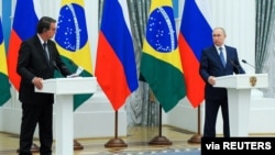 Jair Bolsonaro e Vladimir Putin em visita oficial do Brasil à Rússia na Quarta-feira, 16 de Fevereiro