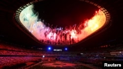 Upacara penutupan Olimpiade Tokyo 2020 di Stadion Olimpiade, Tokyo, Jepang Minggu malam (8/8). 