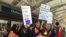Young British doctors on strike, April 26, 2016. (L. Ramirez/VOA)