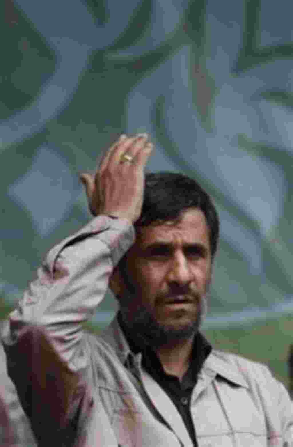 Iranian President Mahmoud Ahmadinejad reacts while marking the anniversary of the death of prophet Muhammad's daughter Fatima, in Tehran on Thursday May 28, 2009. Ahmadinejad is stepping up his campaign for his re-election in the June 12 presidential vote