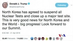 北韓宣佈停止核導試驗 美中日韓表態