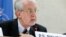 FILE - Independent investigator on war crimes in Syria Paulo Pinheiro addresses U.N. Human Rights Council in Geneva, March 17, 2015. 