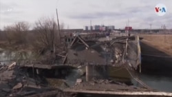 Video muestra un puente destruido al noroeste de Kiev en medio del combate
