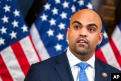FILE - Rep. Colin Allred, D-Texas, speaks during a news conference on Capitol Hill, June 24, 2020.