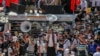 FILE - Demonstrators gather in an intersection close to Sule Pagoda to protest the military coup in Yangon, Myanmar, Feb. 17, 2021. 