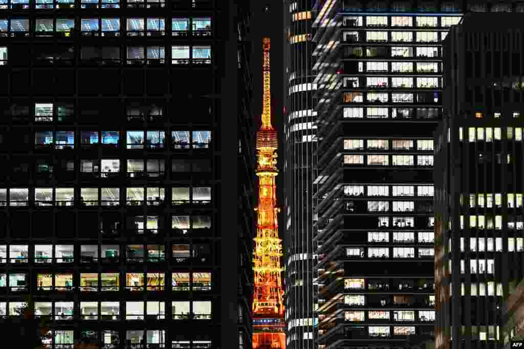 The Tokyo Tower is seen at night in the Japanese capital.