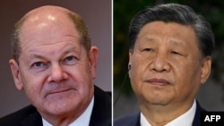 資料圖：德國總理奧拉夫·朔爾茨（Olaf Scholz）與中國國家主席習近平2024年4月16日在北京會面。