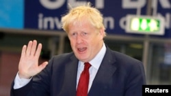 Britain's Prime Minister Boris Johnson is seen at the venue for the Conservative Party annual conference in Manchester, Britain, Oct. 1, 2019.