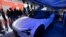 FILE - A ROBO-01 electric concept car is displayed at a concept shop for Chinese electric car maker Jidu in Beijing, Feb. 14, 2023. 