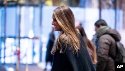 FILE - Stephanie Winston Wolkoff, whose book is released this week, leaves Trump Tower, in New York. The House Intelligence Committee wants to interview Wolkoff, a key planner of President Donald Trump’s inauguration.