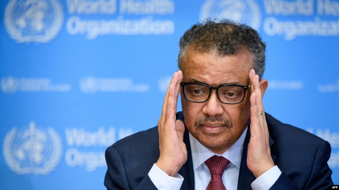 Tổng giám đốc WHO Tedros Adhanom Ghebreyesus tại cuộc họp báo hàng ngày về COVID-19 tại trụ sở WHO ngày 6/3/2020 ở Geneva.
