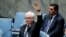 Russian Ambassador Vitaly Churkin vetoes a draft resolution that demanded an immediate end to airstrikes and military flights over Aleppo, Syria, at U.N. Headquarters in New York, Oct. 8, 2016.