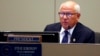 FILE - Steve Soboroff, then the Los Angeles police commissioner, speaks at a police commission meeting attended by people protesting the killing of a homeless man by police in Los Angeles, March 3, 2015.