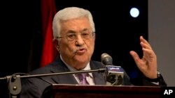 Palestinian President Mahmoud Abbas speaks during a conference in the West Bank city of Ramallah Jan. 4, 2015.