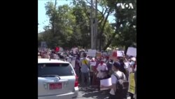 缅甸抗议者在中国驻仰光大使馆前示威