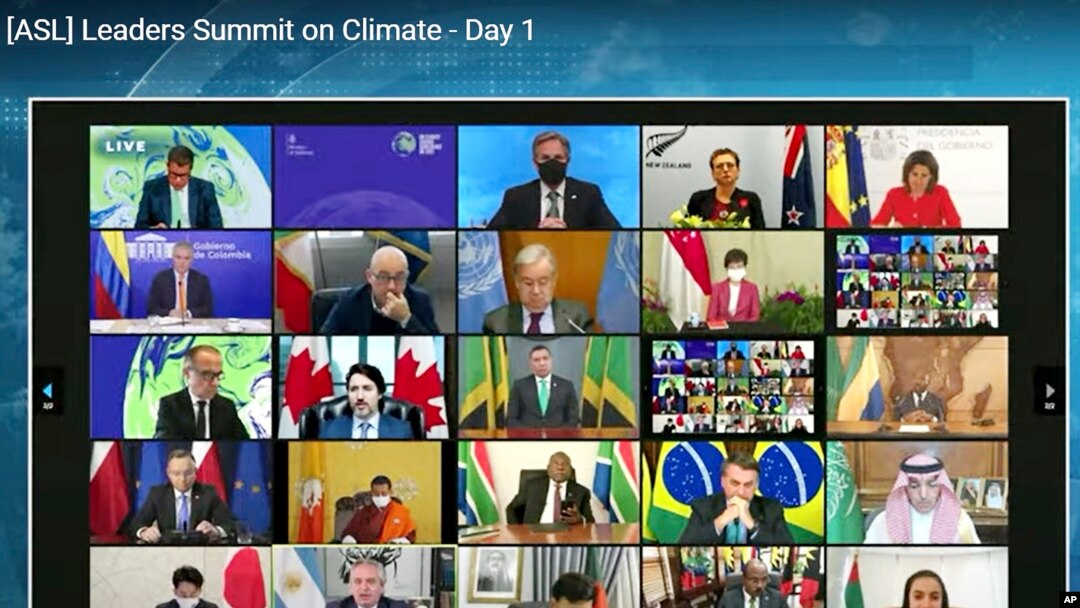 Svetski lideri učestvuju u Klimatskom samitu Bele kuće preko video linka, 22. aprila 2021.