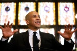Democratic presidential candidate, Sen. Cory Booker, D-N.J., speaks about gun control at Mother Emanuel AME Church Wednesday, Aug. 7, 2019, in Charleston, S.C. The church has become synonymous with hate-fueled attacks on people of faith, where…