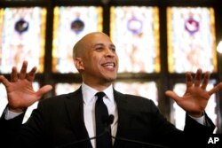 Democratic presidential candidate, Sen. Cory Booker, D-N.J., speaks about gun control at Mother Emanuel AME Church Wednesday, Aug. 7, 2019, in Charleston, S.C. The church has become synonymous with hate-fueled attacks on people of faith, where…