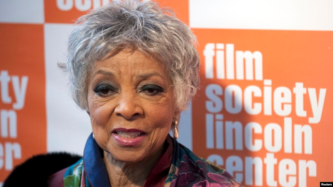 FILE - Actress Ruby Dee arrives at The Film Society's Annual Gala Presentation of the 38th Annual Chaplin Award honoring award-winning actor Sidney Poitier in New York City, May 2, 2011. 
