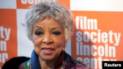 FILE - Actress Ruby Dee arrives at The Film Society's Annual Gala Presentation of the 38th Annual Chaplin Award honoring award-winning actor Sidney Poitier in New York City, May 2, 2011. 