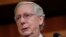 Senate Majority Leader Mitch McConnell of Ky., speaking to members of the media at the Capitol in Washington, Nov. 7, 2018. 