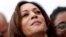 U.S. Democratic presidential candidate and U.S. Senator Kamala Harris joins with striking McDonalds workers in Las Vegas, Aug. 11, 2020.