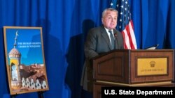 존 설리번 미국 국무부 부장관이 24일 뉴욕에서 열린 중국의 위구르족 인권 상황 관련 회의에서 연설했다.