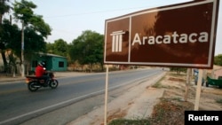 A view of the highway is seen at the entrance of Aracataca, which is the birthplace of Colombian author Gabriel Garcia Marquez, April 18, 2014.