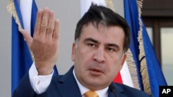 FILE - Former Georgian President Mikhail Saakashvili, pictured in Tbilisi, June 27, 2013. 