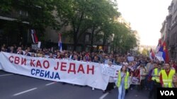 Protest "1 od 5 miliona - Svi kao jedan" u Beogradu, 20 aprila 2019. (Foto: Rade Ranković, VOA)