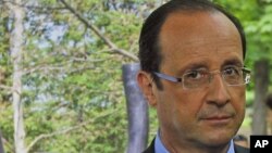 President-elect Francois Hollande during a ceremony at Luxembourg Gardens, Paris, Thursday, May 10, 2012 to honor victims of the slave trade.