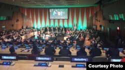 Pagelaran Angklung bertajuk "Bamboo for Peace: Enchanting Sounds and Rhythms of Indonesia” di ruang ECOSOC, gedung PBB, New York, 30 April 2018. (Foto courtesy: PTRI)