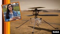 Vaneeza Rupani (kiri), pelajar SMA di Northport, Alabama, yang terpilih memberikan nama "Ingenuity" terhadap helikopter NASA. 