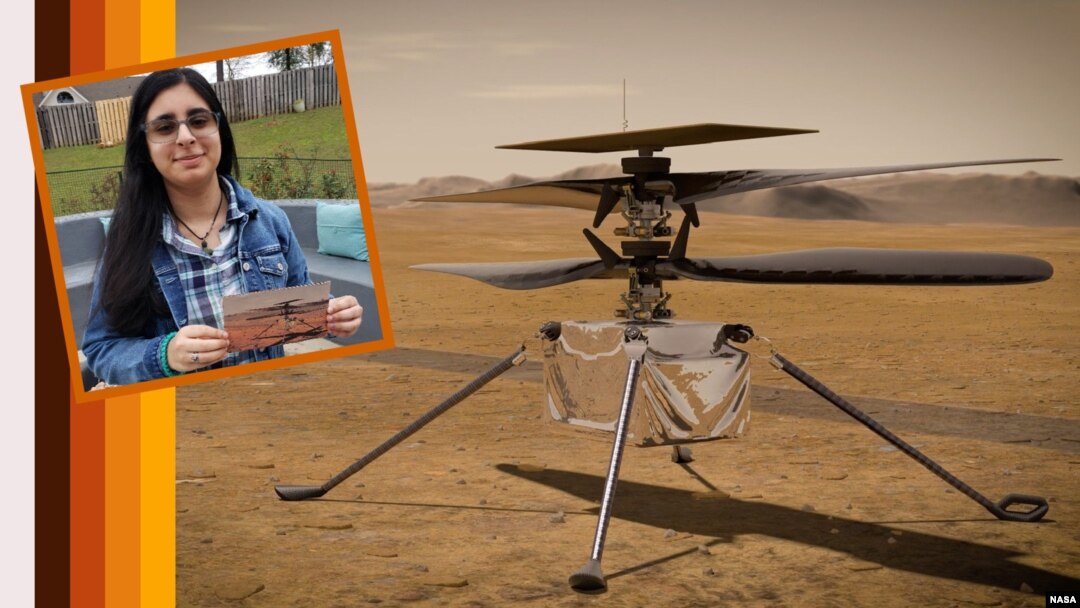 Vaneeza Rupani (foto: kiri), dan helikopter Mars NASA yang dia beri nama Ingenuity. 