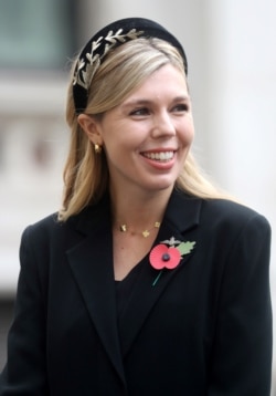 FILE - Carrie Symonds, partner of Britain's Prime Minister Boris Johnson, is seen in London, Britain, Nov. 8, 2020.
