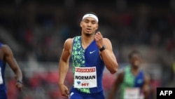 Michael Norman lors du 400m during à la Diamond League, Suède, le le 30 mai 2019.