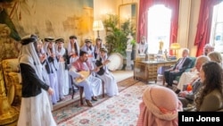Yazidi musicians performs for Prince Charles, patron of the AMAR Foundation, at his Clarence House residence in central London, Feb. 5, 2020. (Courtesy: Robert Cole/AMAR Foundation)