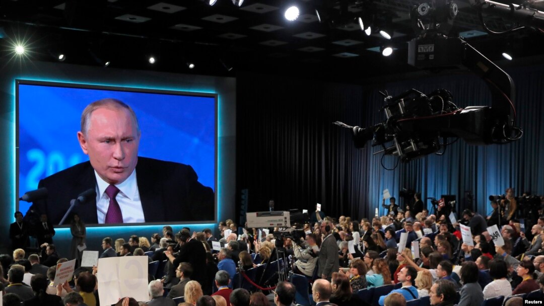 Ruski predsednik Vladimir Putin na konferenciji za novinare u Moskvi, 20. decembra 2018.