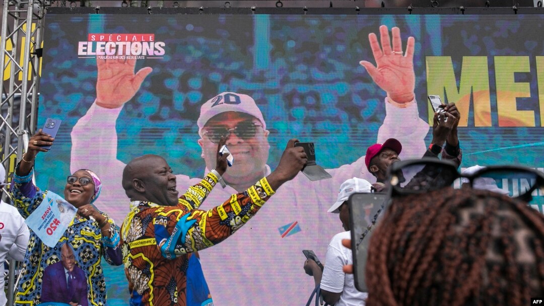 Bamwe mu bashyigikiye Felix Tshisekedi bishimiye intsinzi yatangajwe na Komisiyo y'amatora ya Kongo (tariki 31/12/2023)