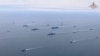 A still image from a video, released by Russia's Defence Ministry on Sept. 10, 2024, shows Russian warships during strategic command and staff navy exercises at sea. (Russian Defence Ministry/Handout via Reuters)