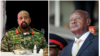 Muhoozi Kainerugaba (esquera) e Yoweri Museveni (direita).