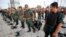Riot police officers attend a training session ahead of demonstrations in central Phnom Penh, file photo. 