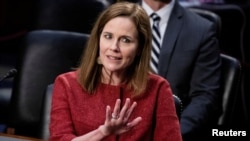 U.S. Supreme Court nominee Judge Amy Coney Barrett speaks during the second day of her confirmation hearing before the Senate Judiciary Committee on Capitol Hill in Washington, D.C.