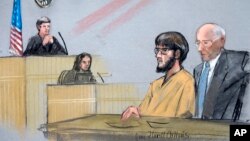 Ilustración de la presentación ante la corte de Alexander Ciccolo, el joven universitario acusado de tramar un ataque terrorista en Massachusetts.
