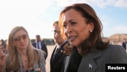 Democratic presidential nominee Vice President Kamala Harris' arrival at Andrews Air Force Base