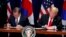 美国总统特朗普和韩国总统文在寅星期一在纽约签署新的美韩自由贸易协议