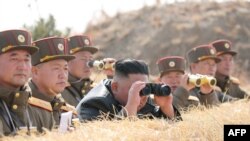 김정은 북한 국무위원장이 서부전선대연합부대의 포사격대항경기를 지도했다고 조선중앙통신이 지난 21일 보도했다.