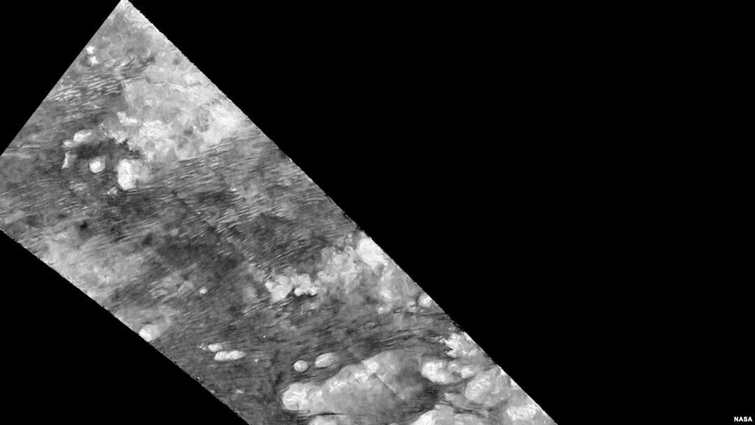 Hundreds of sand dunes are visible as dark lines snaking across the surface.