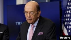 FILE - U.S. Commerce Secretary Wilbur Ross speaks at the White House in Washington, April 25, 2017.