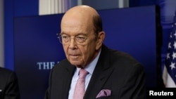 FILE - U.S. Commerce Secretary Wilbur Ross speaks about tariffs on Canadian softwood lumber, at the White House in Washington, April 25, 2017.